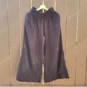 Anthropologie black wide legged cotton pants